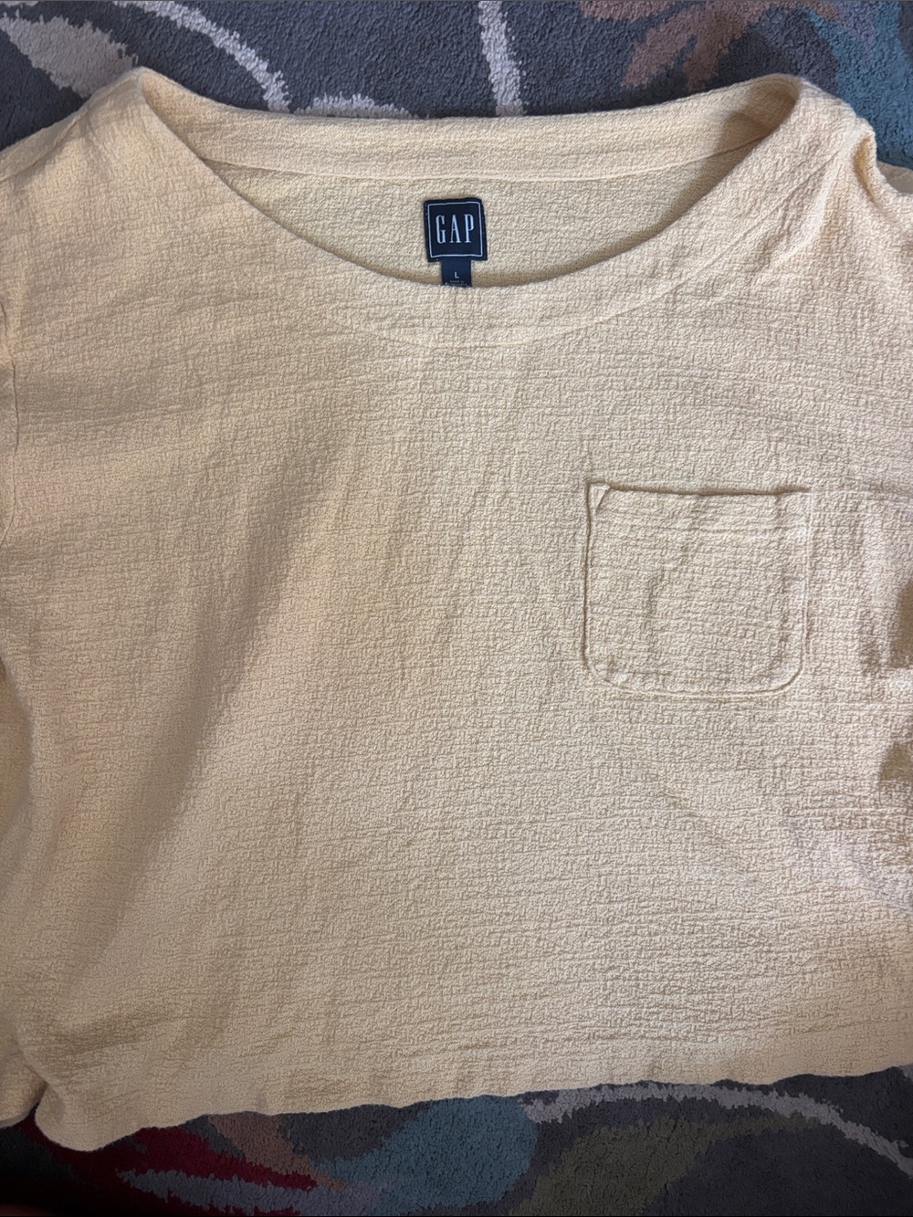 GAP Cream Textured Short Sleeve Pocket Tee